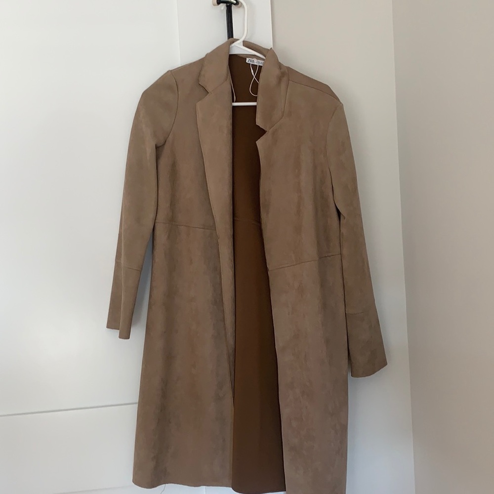 Calf length Zara suede jacket